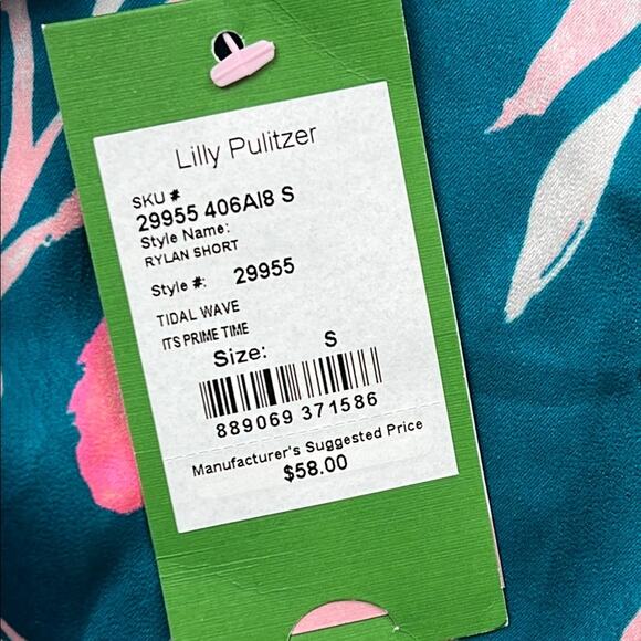 NEW Lilly Pulitzer S Rylan Short Tidal Wave Its Prime Time Gold Waistband - Picture 7 of 10